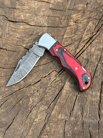 Handmade Damascus Steel Pocket Knife - Compact & Premium