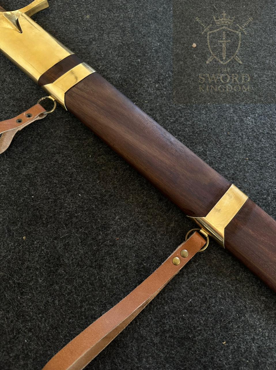 Handmade Islamic Sword ⚔️ – Brass Hilt & Ashwood Scabbard