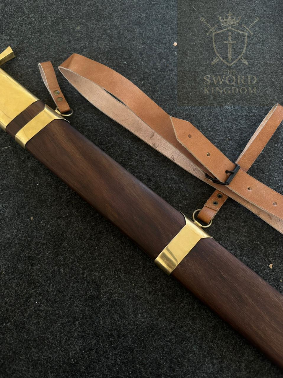 Handmade Islamic Sword ⚔️ – Brass Hilt & Ashwood Scabbard