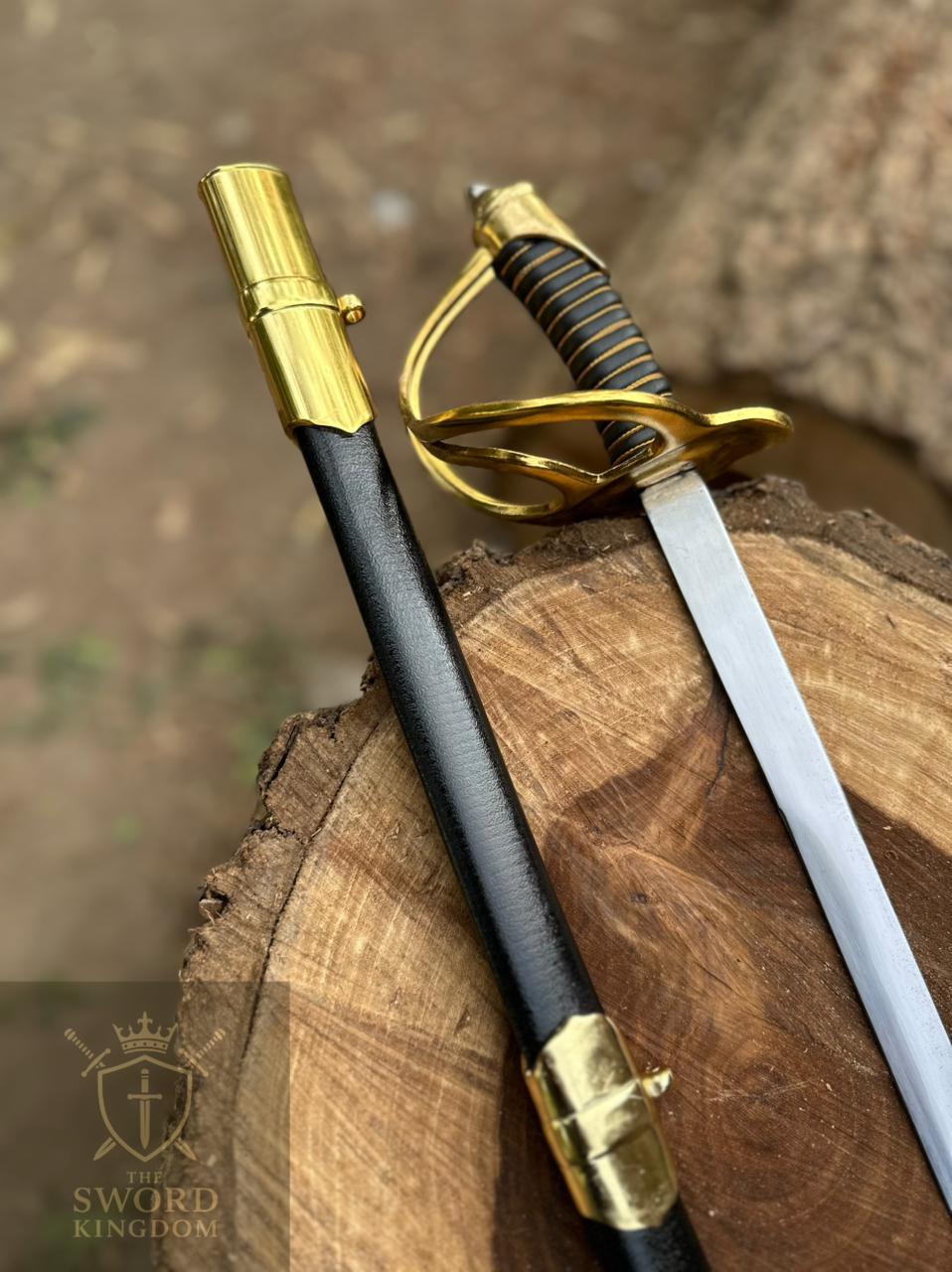 Handmade Cavalry Rapier Sword – Brass Hilt Officer Saber with Scabbard | The Sword Kingdom Pakistan