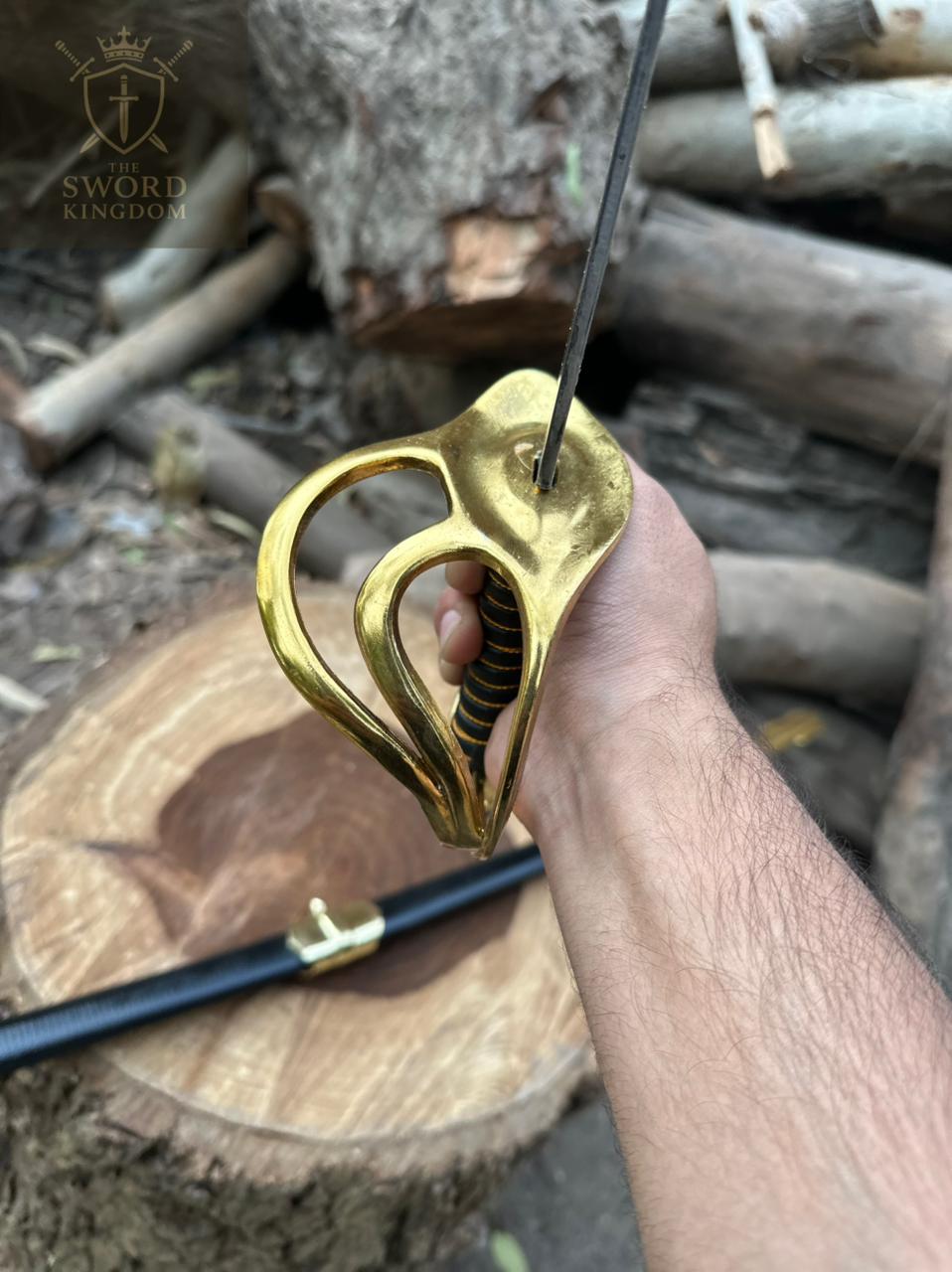 Handmade Cavalry Rapier Sword – Brass Hilt Officer Saber with Scabbard | The Sword Kingdom Pakistan