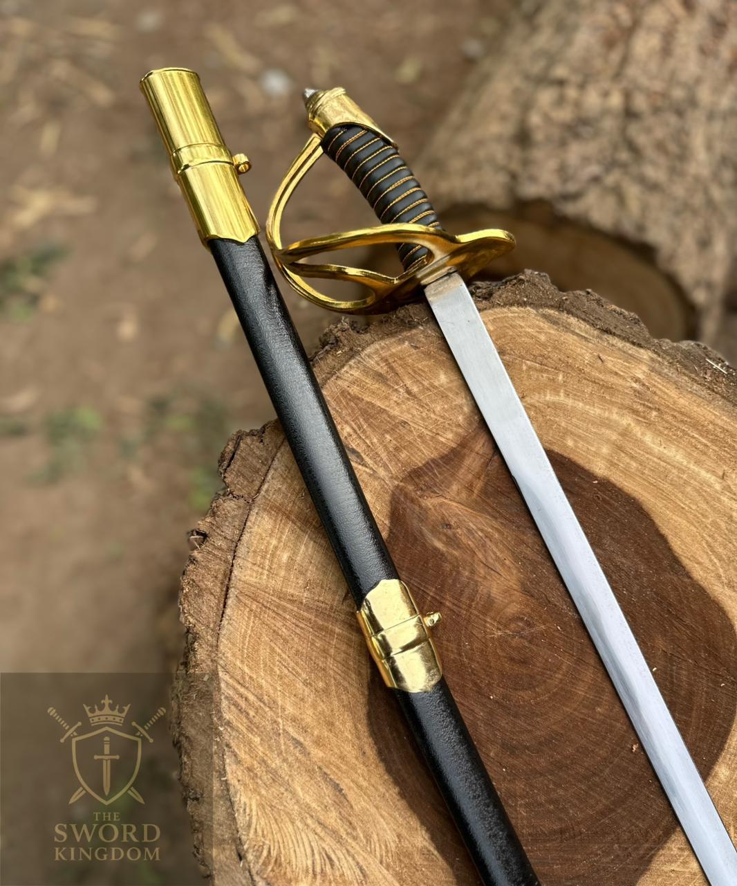 Handmade Cavalry Rapier Sword – Brass Hilt Officer Saber with Scabbard | The Sword Kingdom Pakistan