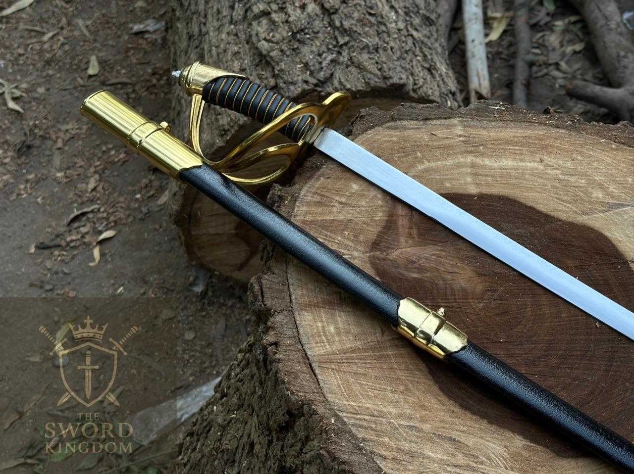 Handmade Cavalry Rapier Sword – Brass Hilt Officer Saber with Scabbard | The Sword Kingdom Pakistan