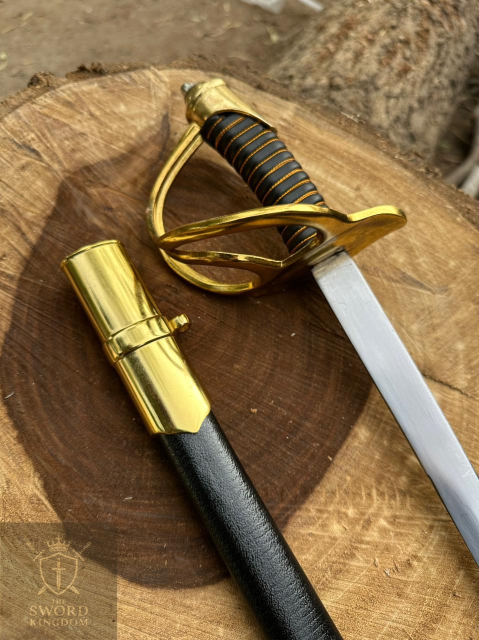 Handmade Cavalry Rapier Sword – Brass Hilt Officer Saber with Scabbard | The Sword Kingdom Pakistan