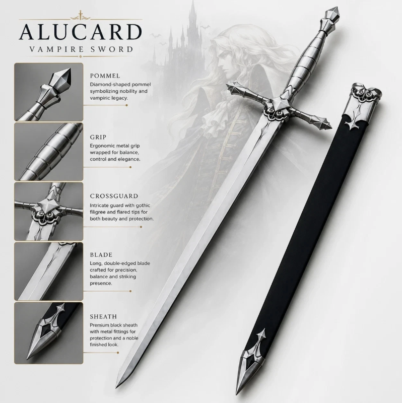 Alucard Vampire Longsword Replica Castlevania Fans Sword with Scabbard