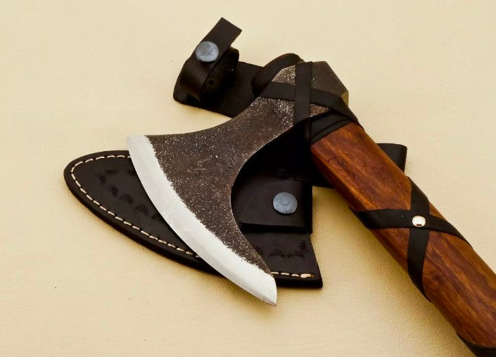 Custom Handmade Tomahawk Axe – Hand-Forged High Carbon Steel | Leather Wrapped Handle